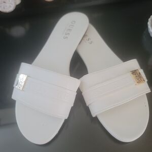 GUESS White Slide Sandals